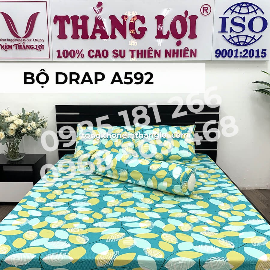 [Ảnh Thật] A592 - Bộ Drap Cotton 4 món Thắng Lợi Chính Hãng (Ga Nệm, Áo Gối)