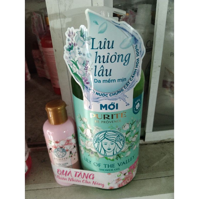 Sữa Tắm Purite De Provence Hoa Hồng - Chery- lyly(850ml) - chai nhỏ tặng kèm dầu gội hương cherry