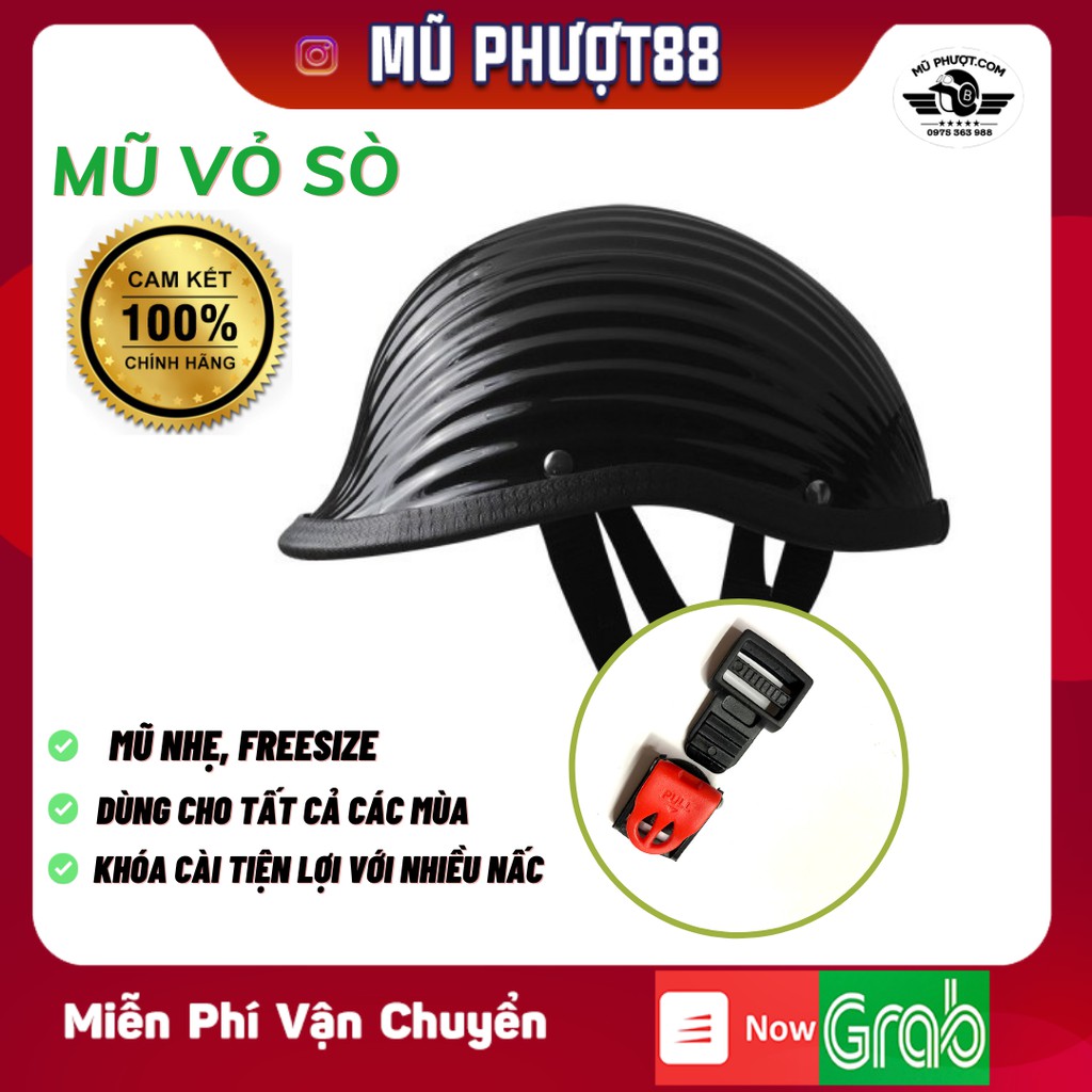 Mũ vỏ sò đen bóng - Nón bảo hiểm nửa đầu vỏ sò nhẹ nhàng, Thời Trang, Phong Cách