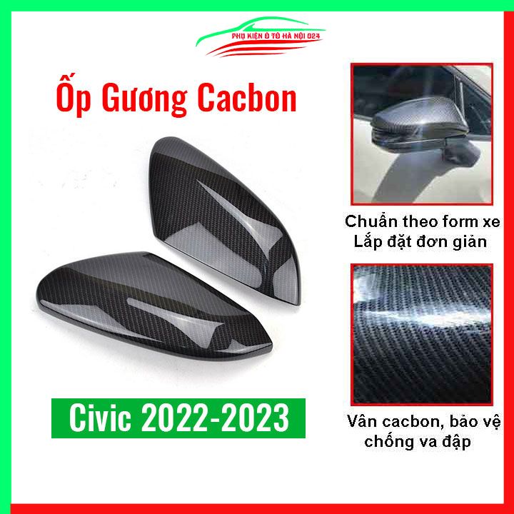 Ốp gương chiếu hậu Honda Civic 2022-2023 vân Cacbon bảo vệ chống trầy trang trí làm đẹp xe