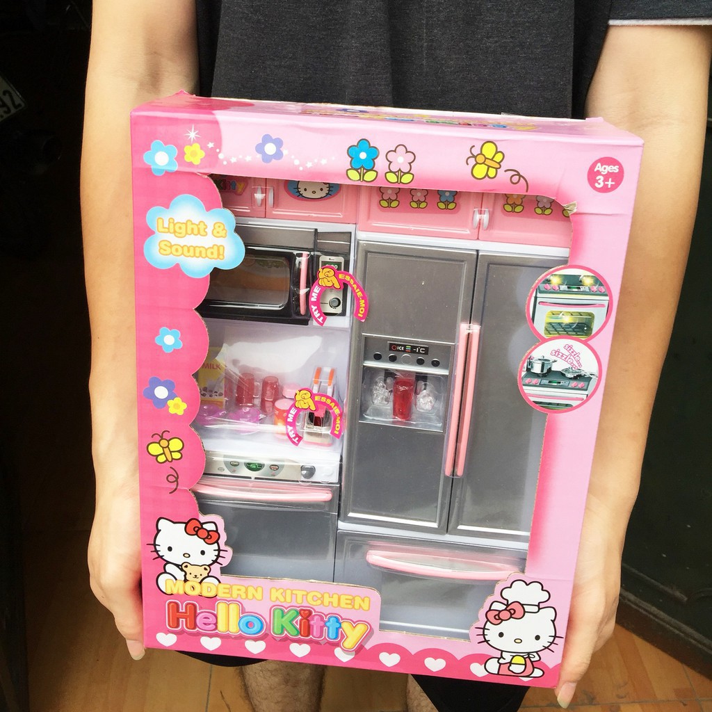 ĐỒ CHƠI GIÁO DỤC - BỘ BẾP TỦ LẠNH 2 NGĂN INOX HELLO KITTY HBL