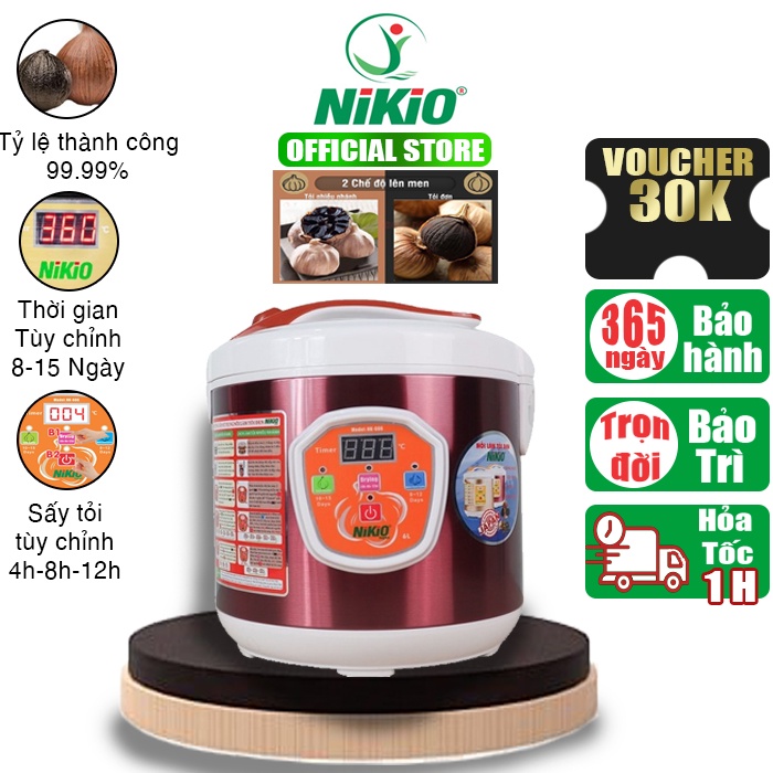 Nồi Tỏi Đen Tùy Chỉnh Nhật Bản Nikio NK-686 - Làm được 2kg tỏi đen - Chính Hãng - Cao Cấp - Màu Đỏ Tím