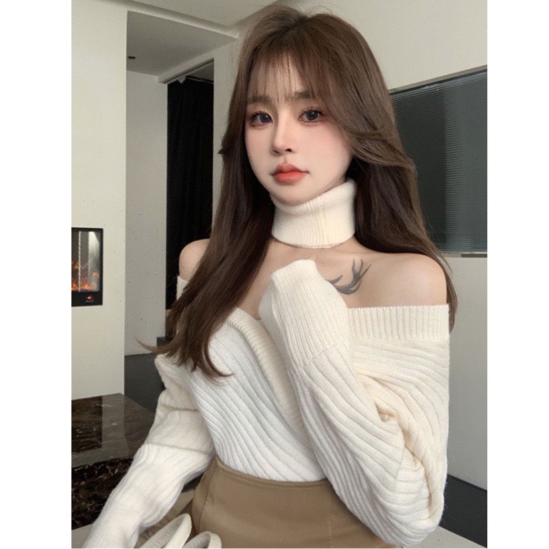 Áo Len Trễ Vai Cổ Khăn Rời Hàng Quảng Châu M0956-Violet