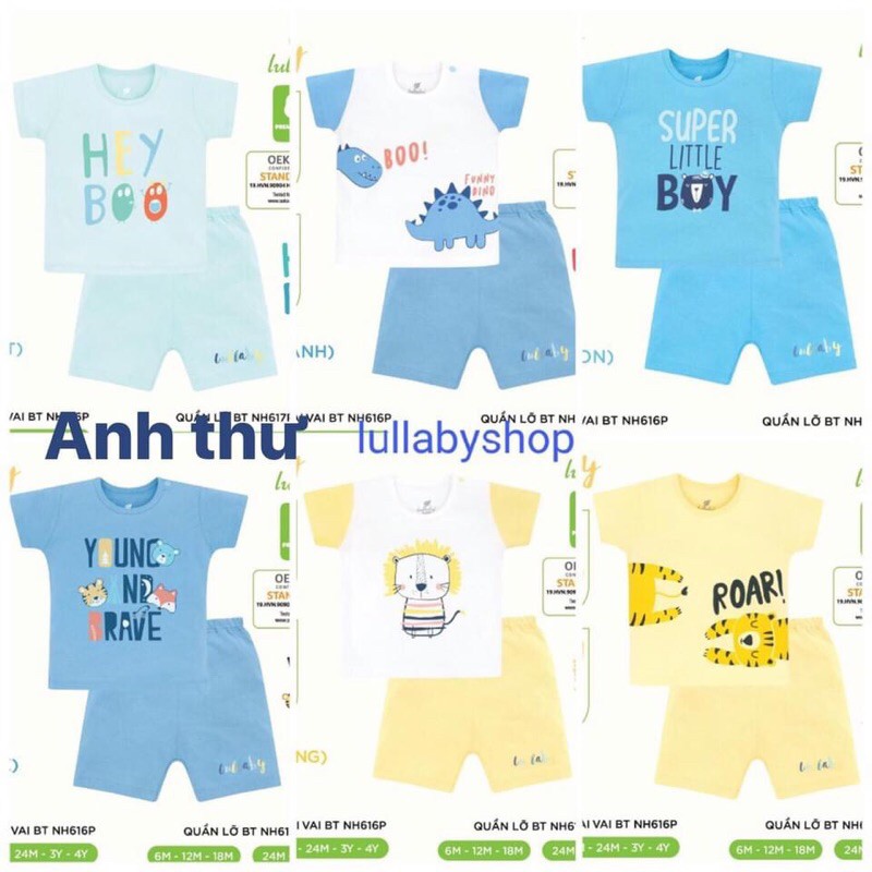 Bộ cộc tay cài vai bé trai Lullaby [NH616P-NH617P] (Sz 6m-4y)