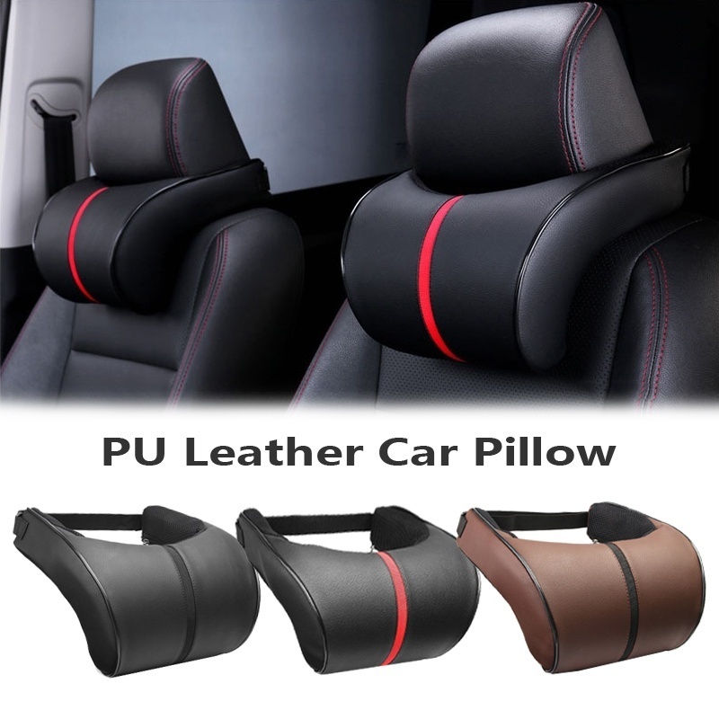 Gối tựa đầu cổ SEAMETAL gắn ghế xe hơi da PU mút hoạt tính cotton điều chỉnh được tiện lợi