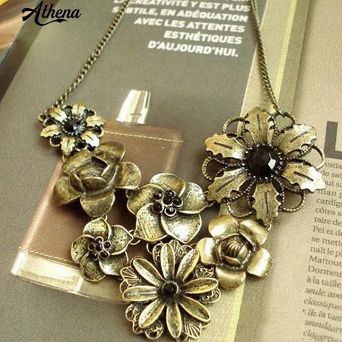 Dây chuyền hình bông hoa màu đồng phong cách cổ điển dành cho nữ