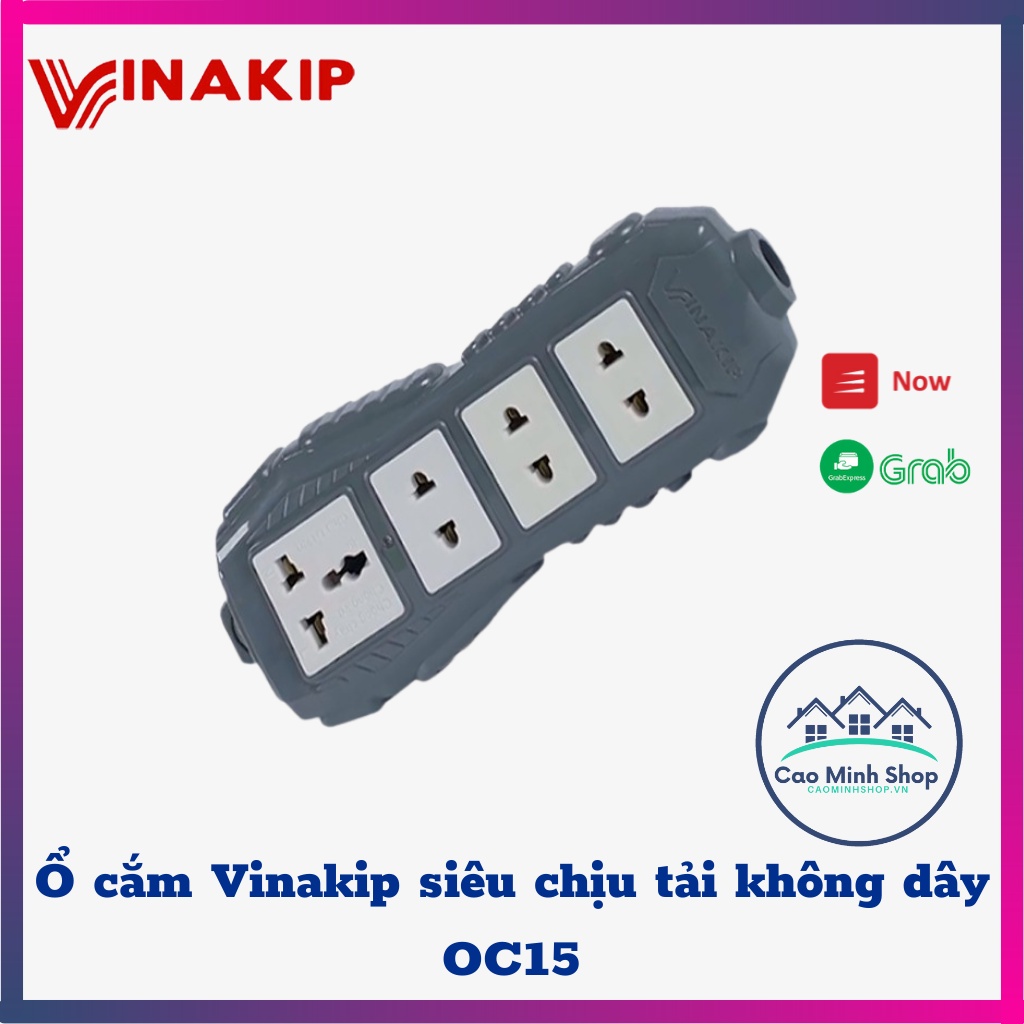 Ổ cắm Vinakip OC15 siêu chịu tải 8000W không dây, chống cháy, chịu va đập, phù hợp mọi giắc cắm - Cao Minh Shop