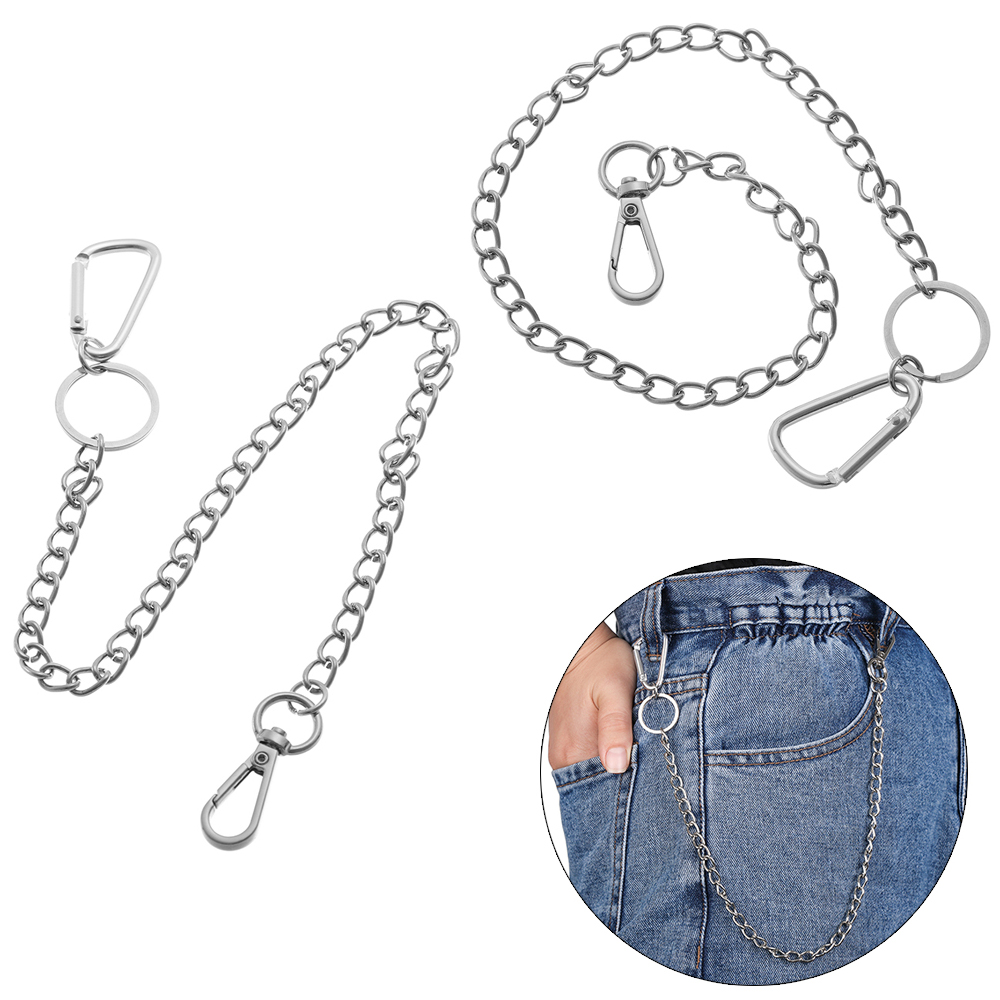 ROW Metal Wallet Belt Chain Stainless steel HipHop Jewelry Jean Keychain Clip Hipster Pant Long Rock Punk Trousers Keyring