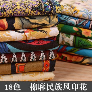 Tấm Vải Cotton Lanh In Họa Tiết Thổ Cẩm Kiểu Retro Bohemian Dễ Thương