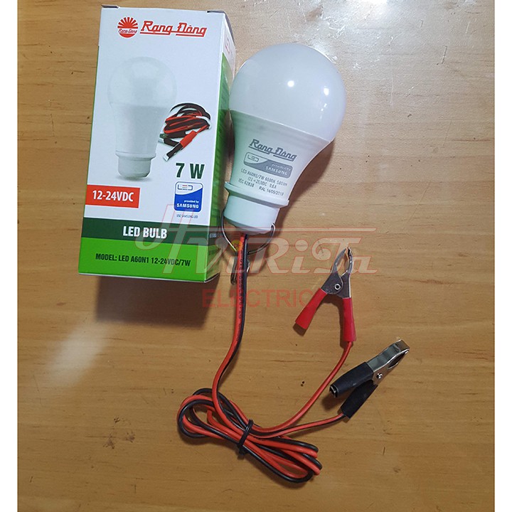 Bóng Đèn LED Rạng Đông Kẹp Bình Ắc Quy 12V - 24V DC 7W