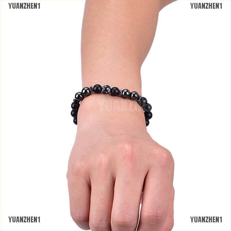 Vòng Tay Hạt Đá Hematite Màu Đen Từ Tính Chăm Sóc Sức Khỏe YUANZHEN1
