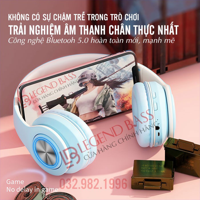 Tai Nghe Bluetooth Chụp Tai Không Dây Có Mic B39 Headphone Bluetooth Dễ Thương Âm Thanh Nổi Hifi Bass Mạnh Mẽ | BigBuy360 - bigbuy360.vn