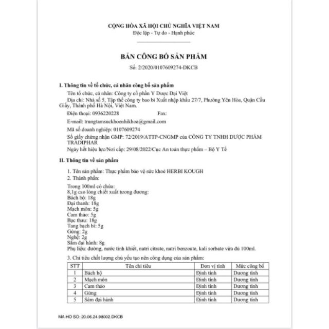 Thuốc ho thảo dược  HERBI KOUGH