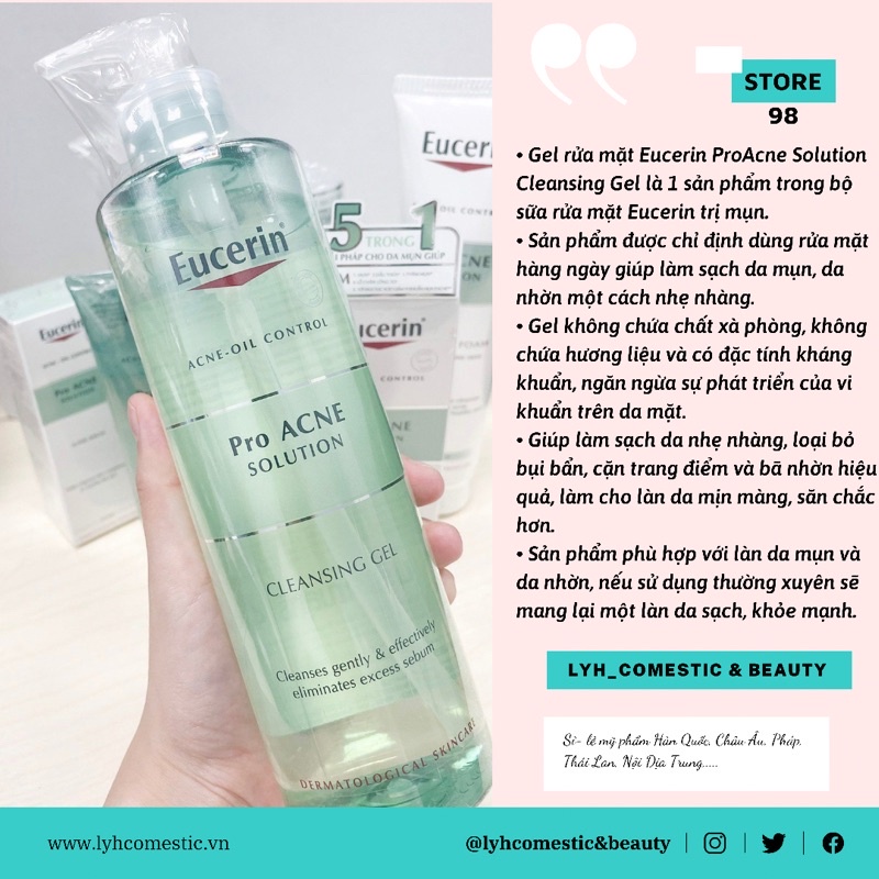 Sữa Rửa Mặt Eucerin Pro Acne Solution Cleansing Gel