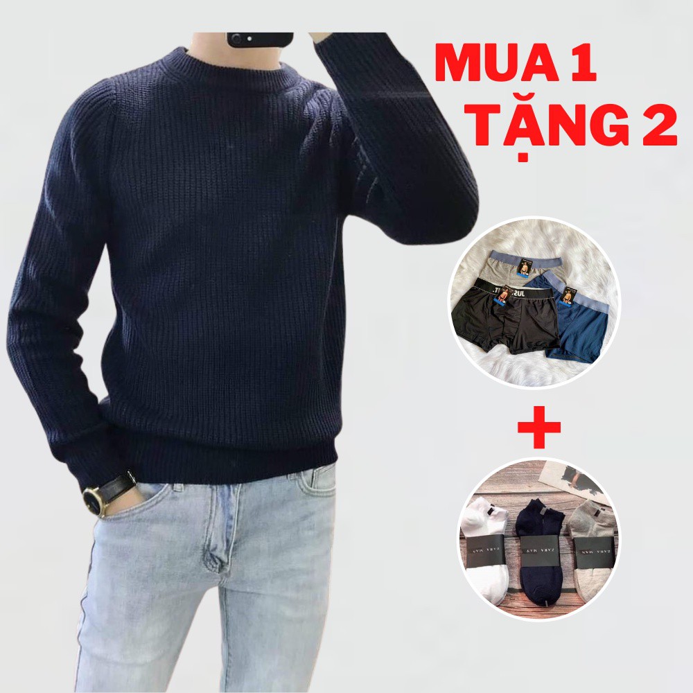 Áo Len Nam cổ tròn kiểu dáng hàn quốc len sợi vải hạt gạo hàng hiệu Chất dày dặn VALIZA AL78 - Hàng mới về