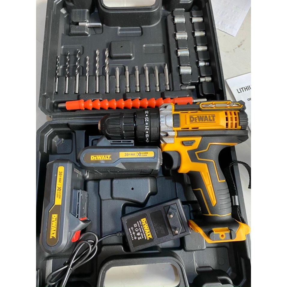 [Rẻ vô địch] [Siêu Sale] Máy Khoan Pin 36V Motor Đồng Tặng Kèm Bộ Phụ Kiện 24 Chi Tiết (CÓ BẢO HÀNH)