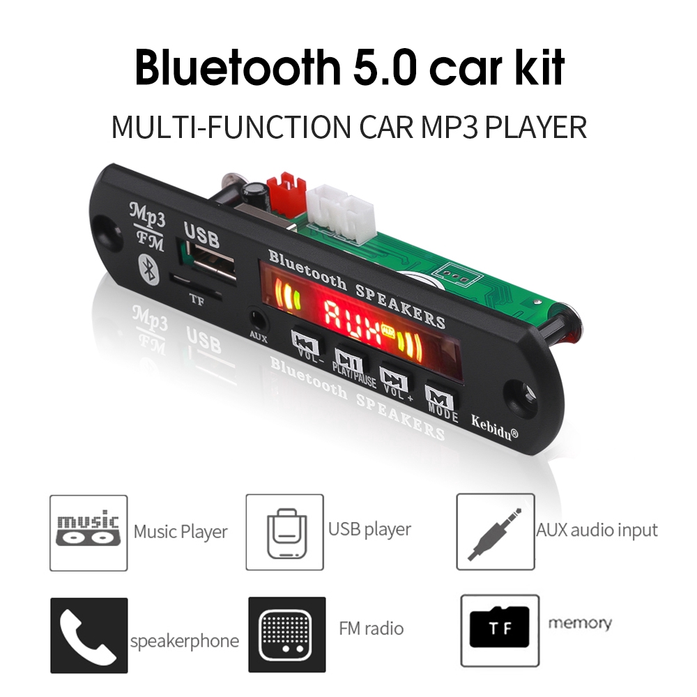 Bảng mã kết nối Bluetooth 5.0 MP3 WMA WAV với chức năng thu âm chất lượng cao cho xe hơi