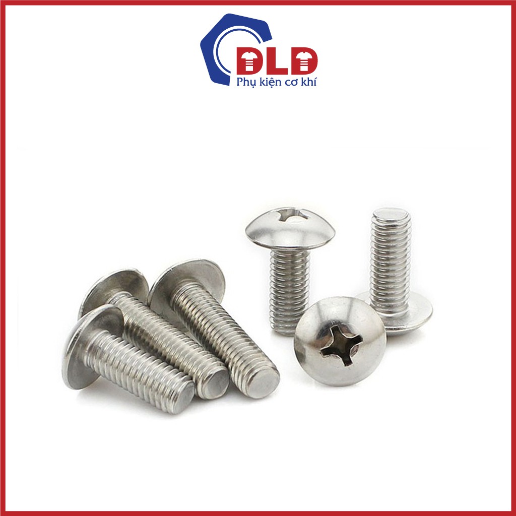 Set 50 bu lông Inox đầu chỏm cầu, bulong inox đầu bằng M4-M5-M6 size ngắn