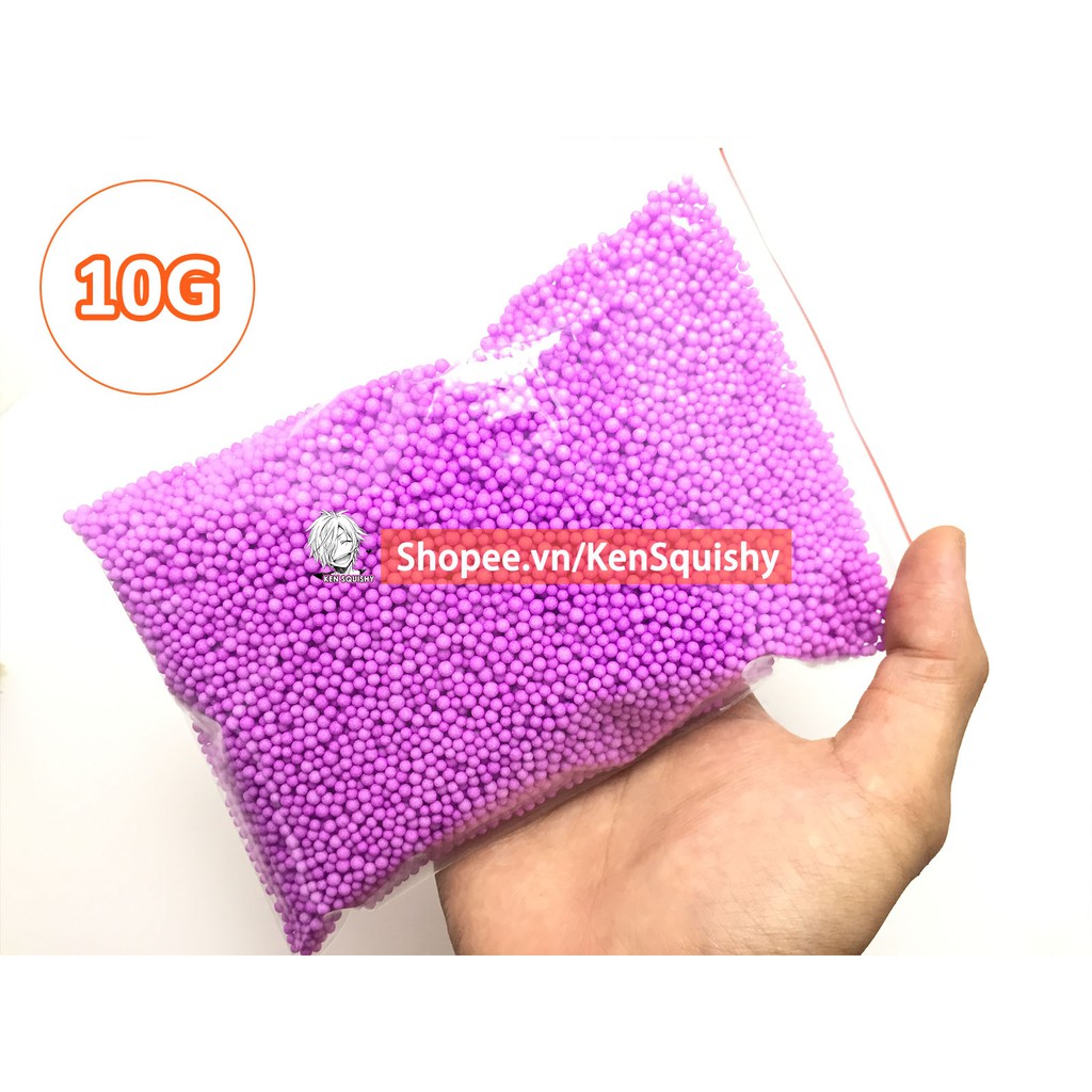 Hạt Xốp Nhỏ Đơn Màu Đóng Gói Túi Zip Trang Trí Thủ Công Handmade Nguyên Liệu Làm Slime Xốp