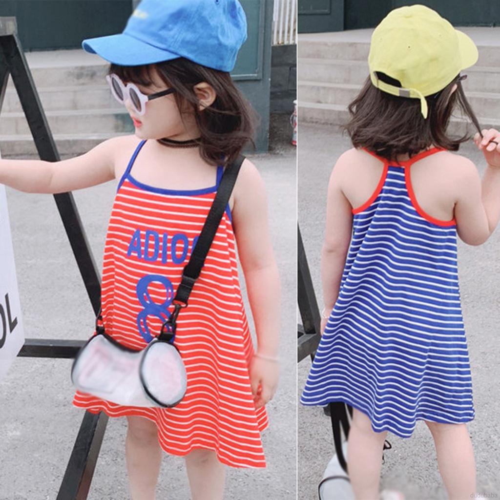Đầm hai dây mềm mại thời trang mùa hè dành cho bé gái 1-3 - 6 tuổi