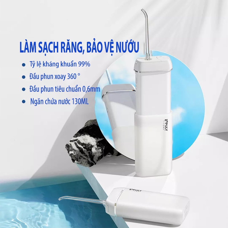 Tăm Nước Xiaommi ML6 Không Dây Pin 1100mah Bình Chứa Nước 130ml Dùng Chăm Sóc Răng Miệng VT122