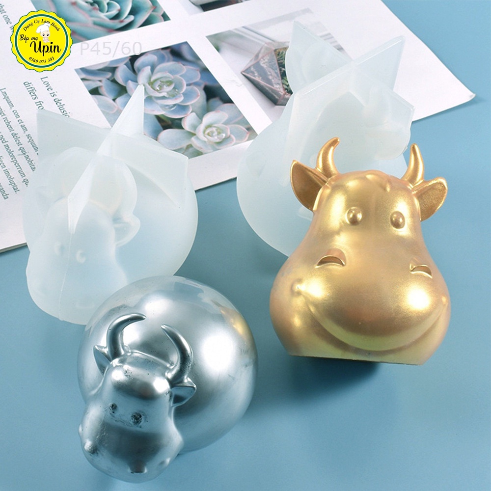 Khuôn silicon tạo hình con trâu và đầu trâu siêu đáng yêu