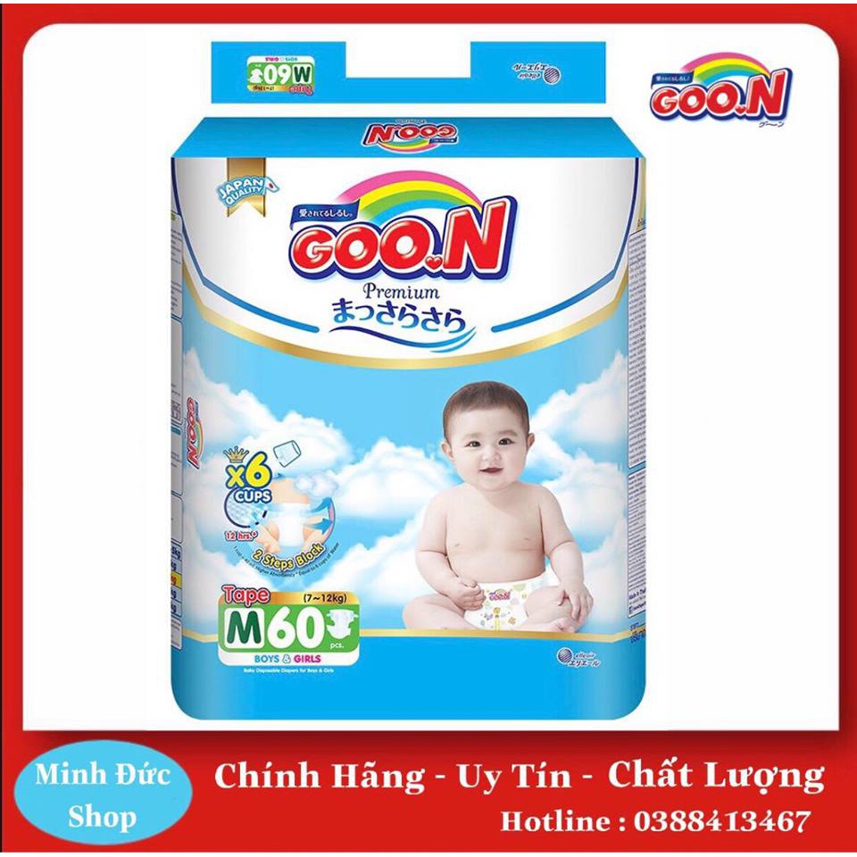 Bỉm Goon Premium Dán (S64/M60/L50/XL56/Quần M58/L46/XL42/XXL36) :