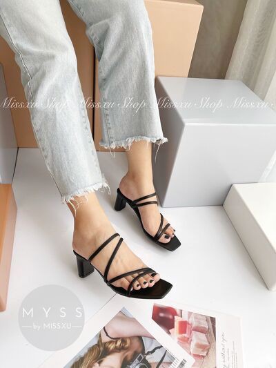 Giày guốc nữ 4 dây ngang gót trụ dẹp 5cm thời trang MYSS - SU101