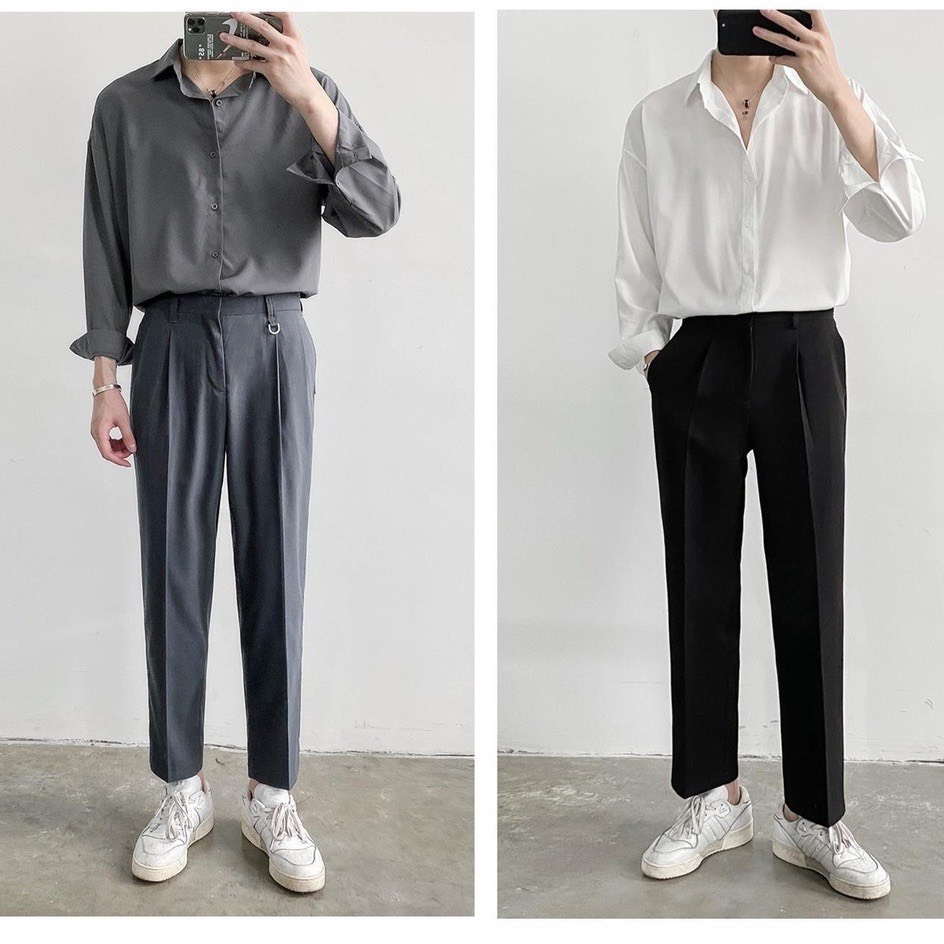 Quần baggy nam ống rộng vải Hàn cao cấp, quần tây âu co giãn tốt Premium thời trang LITTLEMAN