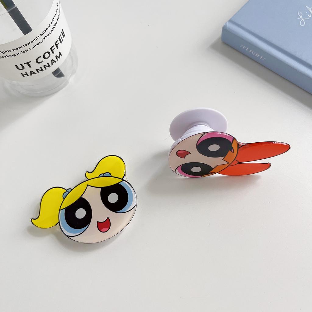 Giá Đỡ Điện Thoại Có Túi Khí Hoạt Hình Powerpuff Girls Cho Iphone Samsung OPPO Vivo Xiaomi Huawei
