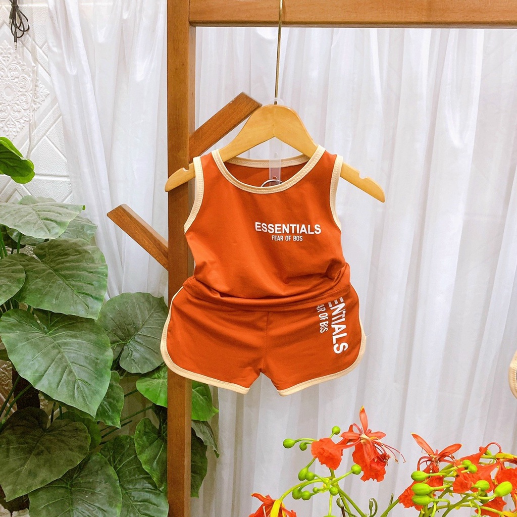 Bộ Ba Lỗ Phối Viền, Bộ Sát Nách Mặc Nhà Cotton Co Dãn 2 Chiều Cho Bé Trai Thấm Hút Mồ Hôi 8-18kg B1015