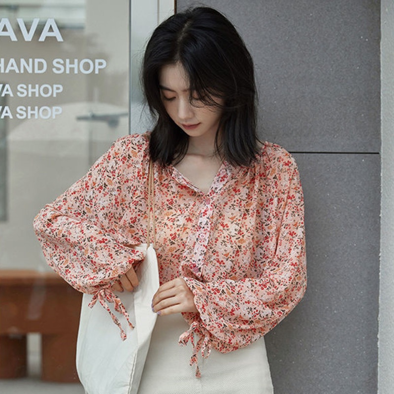 Áo Sơ Mi Họa Tiết Hoa Phong Cách Mùa Thu Mới Thanh Lịch Cho Nữ