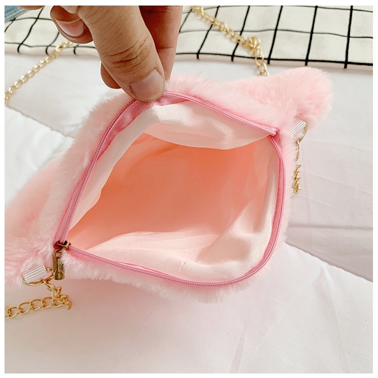 Túi Xách Đeo Vai Hình Đám Mây Bằng Lông Nhung Phối Dây Xích Dễ Thương Xinh Xắn Dành Cho Nữ