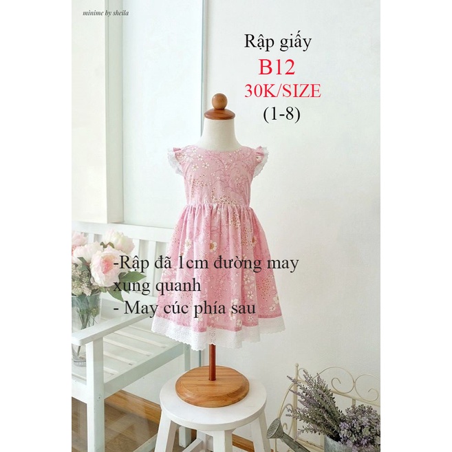 RẬP GIẤY VÁY BÉ B12 (KHÔNG PHẢI BÁN VÁY-đây là bản thiết kế bằng giấy)