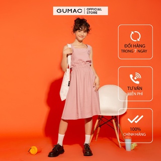 Đầm nữ ôm GUMAC thiết kế phong cách dễ thương, eo chun màu hồng DA1237