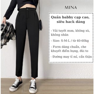 [HOT] Quần baggy cạp cao, chân dài miên man/ Quần vải công sở dáng mới 2021 phong cách Hàn Quốc