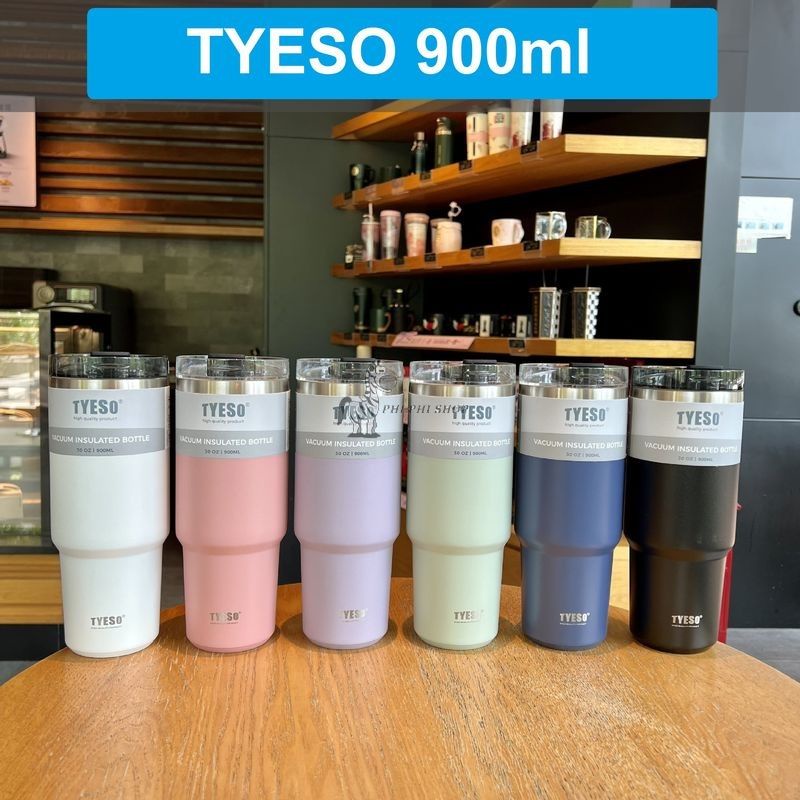 Ly giữ nhiệt 890ml Tyeso nắp xoay 3 công dụng HC03