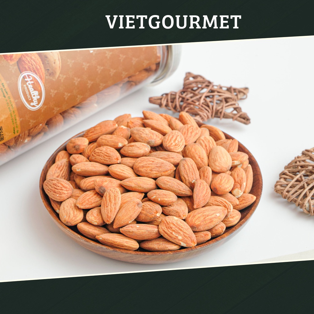Hạt hạnh nhân rang chín Vietgourmet nhập khẩu Mỹ, đồ ăn vặt healthy, hạt dinh dưỡng mẹ bầu, detox, giảm cân