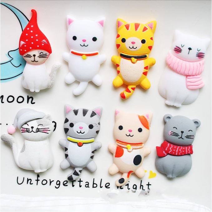 Charm mèo trắng xinh xắn và ngộ nghĩnh cho các bạn trang trí kẹp tóc, dán Jibbitz, vỏ ốp điện thoại, DIY
