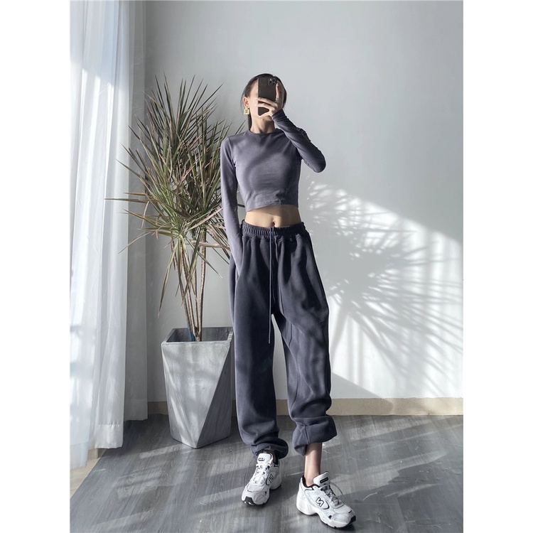 Quần dài lưng cao dáng rộng thời trang xuân thu cho nữ