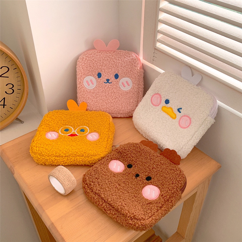 Túi Đựng Băng Vệ Sinh/ Son Môi Mini Họa Tiết Hoạt Hình Dễ Thương Tiện Dụng Cho Nữ