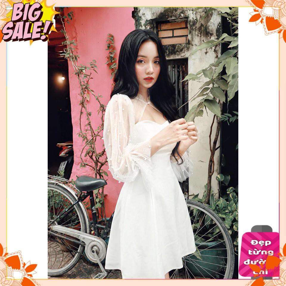 Đầm dự tiệc tay phồng đính hạt nữ tính tôn dáng | BigBuy360 - bigbuy360.vn