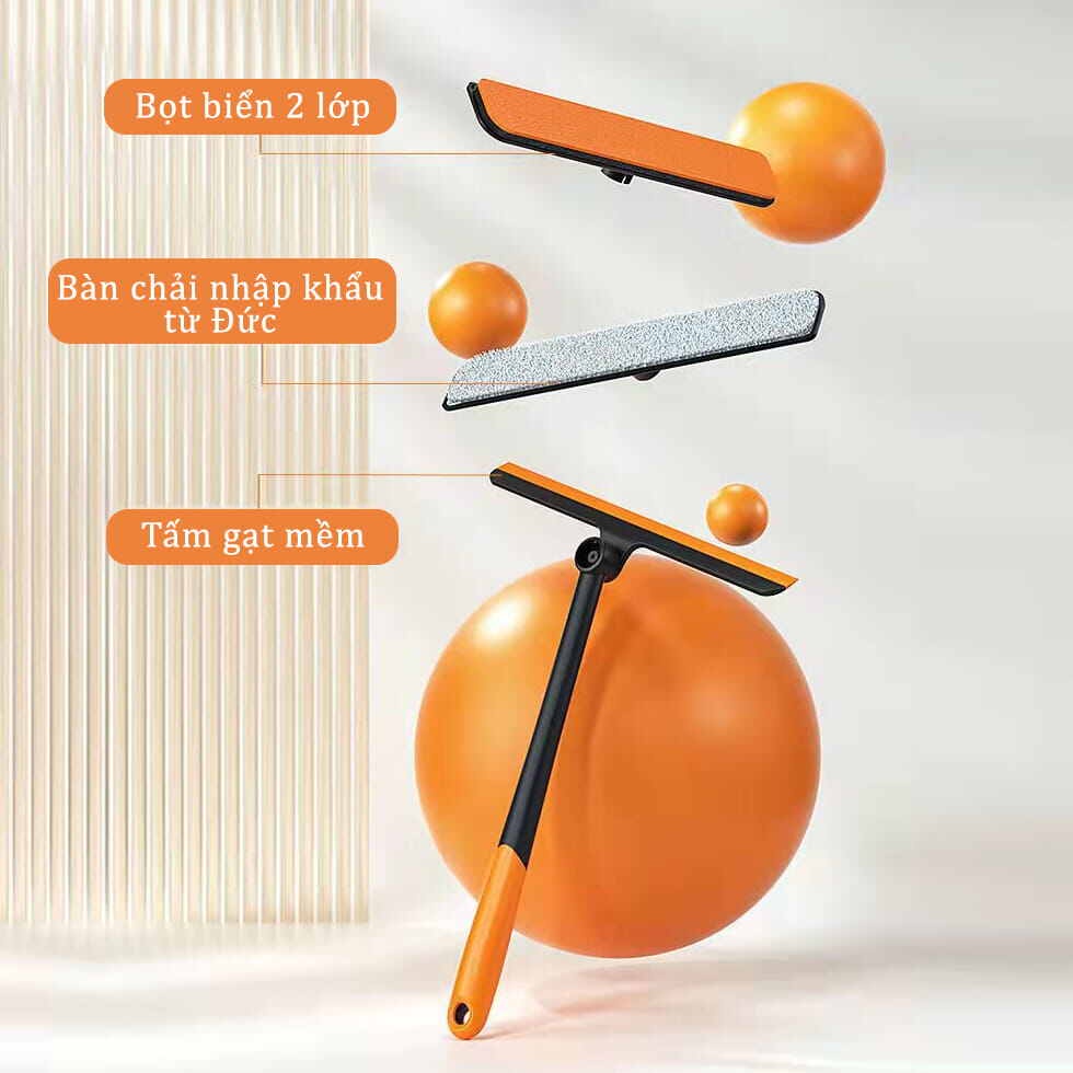 Cây Lau Kính Thông Minh 3In1, Chổi Lau Kính Gạt Nước Xoay 360 Độ Cầm Tay Tiện Lợi