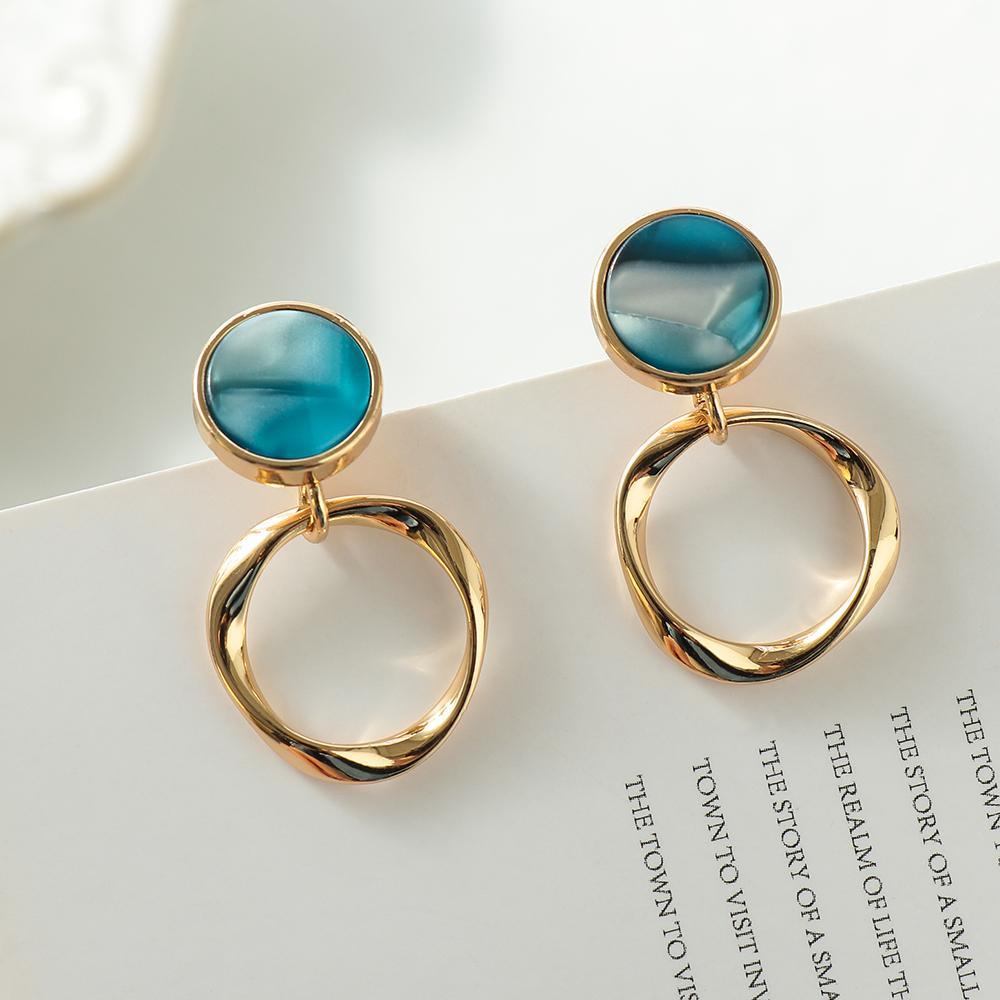 Bông Tai Acrylic Dáng Dài Hình Học Bất Đối Xứng 1 Cái Cho Nữ