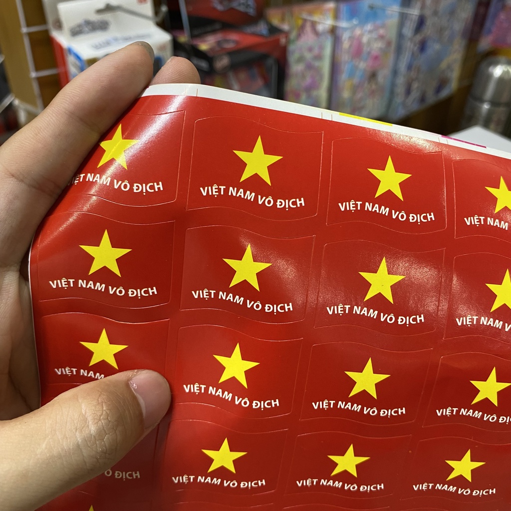 Sticker lá cờ dán má cổ vũ đội tuyển Việt Nam  ( giá áp dụng 1 miếng nhỏ)