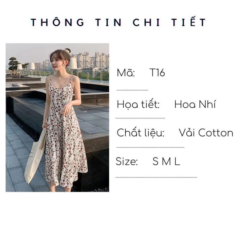 Đầm Nữ, Đầm Hoa Nhí, Váy Nữ Dáng Xòe 2 Dây Hoa Tiết Hoa Nhí Phong Cách Hàn Quốc SIXTEEN. đẹp