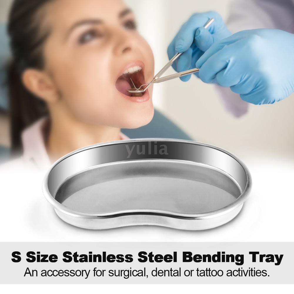 YULA S Size Stainless Steel Bending Kidney Tray Disinfection Plate Surgical Medical Dental Eyebrow Lip Tattoo