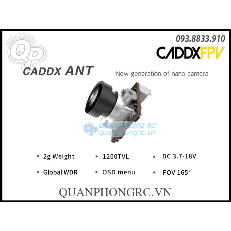 Camera Caddx Ant 1200TVL Ultra Light Global WDR With OSD Nano FPV Camera (16:9)