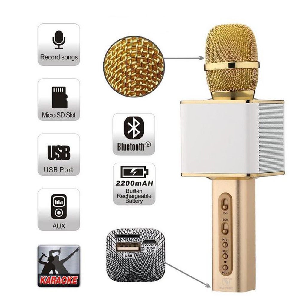 Micro Karaoke Bluetooth SD-08 Hát Karaoke, Âm Thanh Chân Thật, Loa To, Bass Chuẩn, Dễ Sử Dụng.