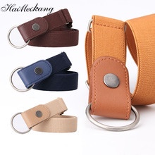 Thắt lưng Haimeikang bện rơm co giãn khóa tròn thời trang cho nữ